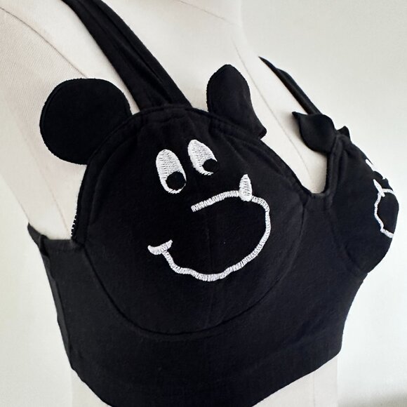 Rare Lazy Oaf Bear Bra Crop Top Black Size S Y2K - Picture 5 of 13